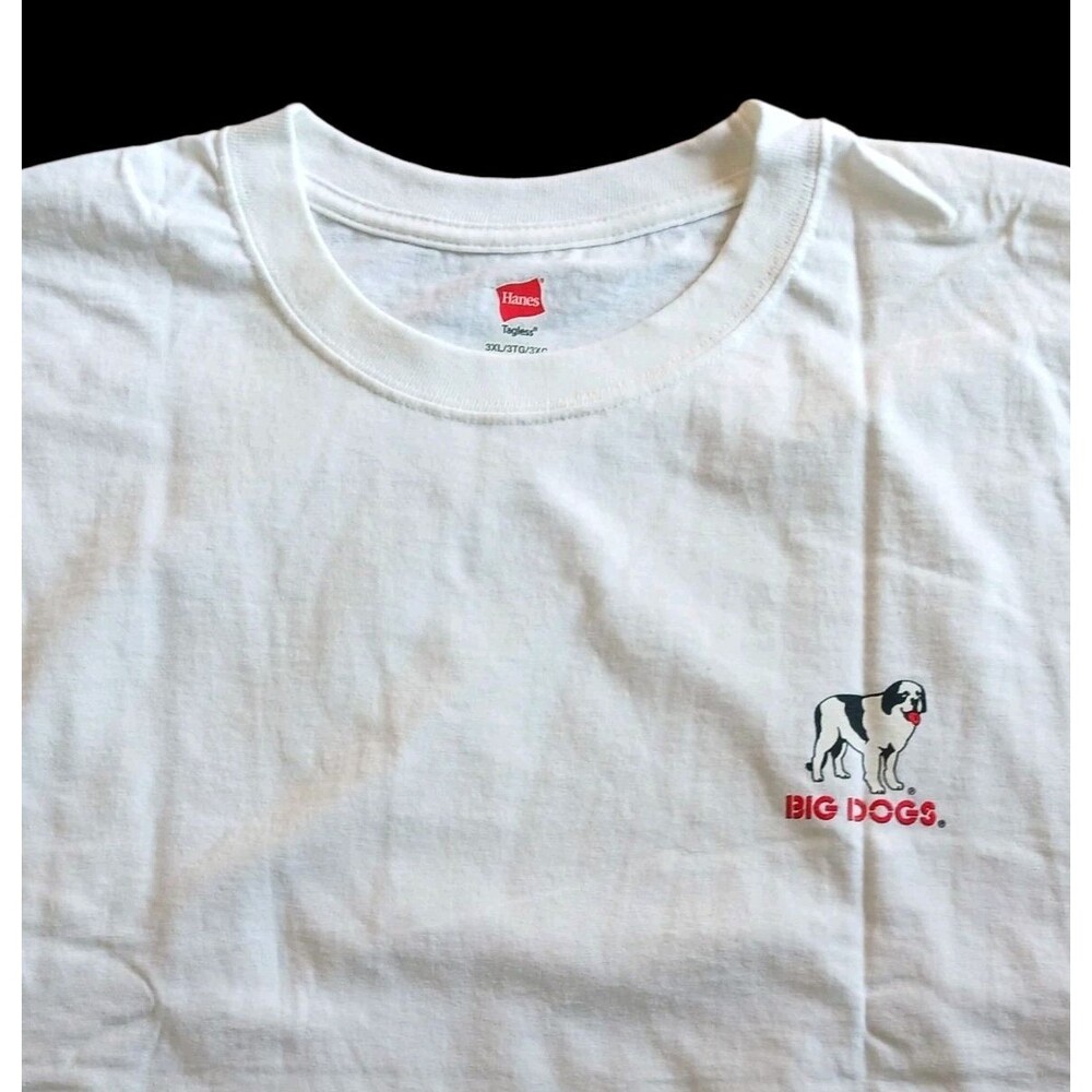 NEW Big Dogs T Shirt Size 3X Dog Day Afternoon White Double Sided Hanes Tagless